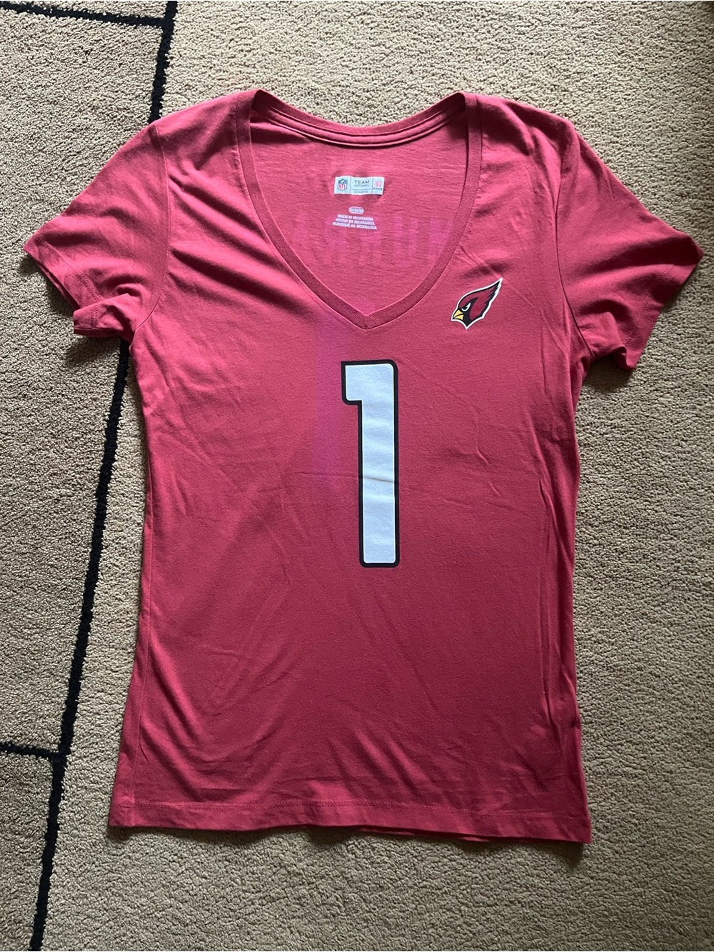 NFL Arizona Cardinals Pink V-neck Short Sleeve Tee #1